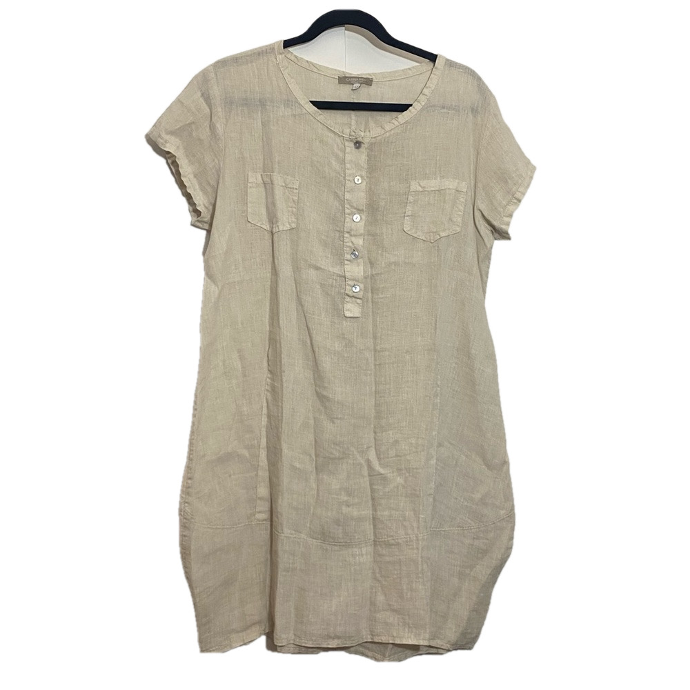 Carina Ricci 100% Linen tunic dress contemporary summer neutral size M